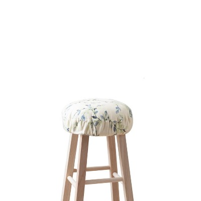 Ellis Vintage Stylish Medium Scale Printed Vine Pattern Elastic Bottom Edge Barstool Cover 13"x13" Azure