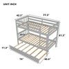 Twin Over Twin Rubber Wood Bunk Bed with Trundle, Convertible into Twin Size Beds, Twin Size Bunk Bed with Ladder and Safety Guardrails,Grey - 4 of 4