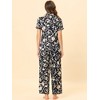 cheibear Women's Silky Short Sleeves Sleepshirt with Pants Sleepwear Pajama Set 2 Pcs - 3 of 4