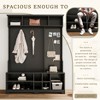 TiramisuBest Multi-purpose Hallway Hall Tree with Removable Linen Cushioned Bench,Coat Rack,Storage Shelves,and DIY Pegboard, Black Entryway Organizer - 4 of 4