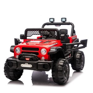 12V Electric Ride on Car for Kids, Battery Powered Truck w/Parent Remote Control, Off-Road Truck with Dual Motors, Wheel Suspension, LED Lights - 1 of 4