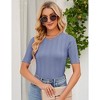 Womens Slim Fit Knit Short Sleeve Tops with Round Neck Sweater Style - image 3 of 4