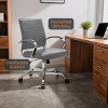 LeisureMod Benmar Mid-Back Office Chair, Leather Upholstery with Swivel, Tilt, and Chrome Base, Modern Desk Seating for Home Office or Conference Room - 3 of 4
