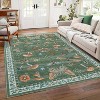 Acekool Washable 5x7 Area Rug, Modern Floral Insect Print, Non Slip Low Pile Soft Stain Resistant Indoor Carpet, Black - 2 of 4