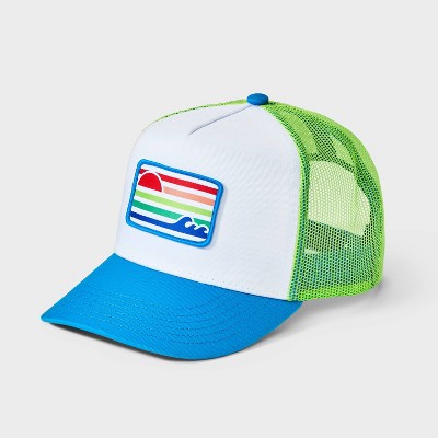 Boys&#39; Trucker Hat with Sunset Patch - Cat &#38; Jack&#8482; Turquoise Blue