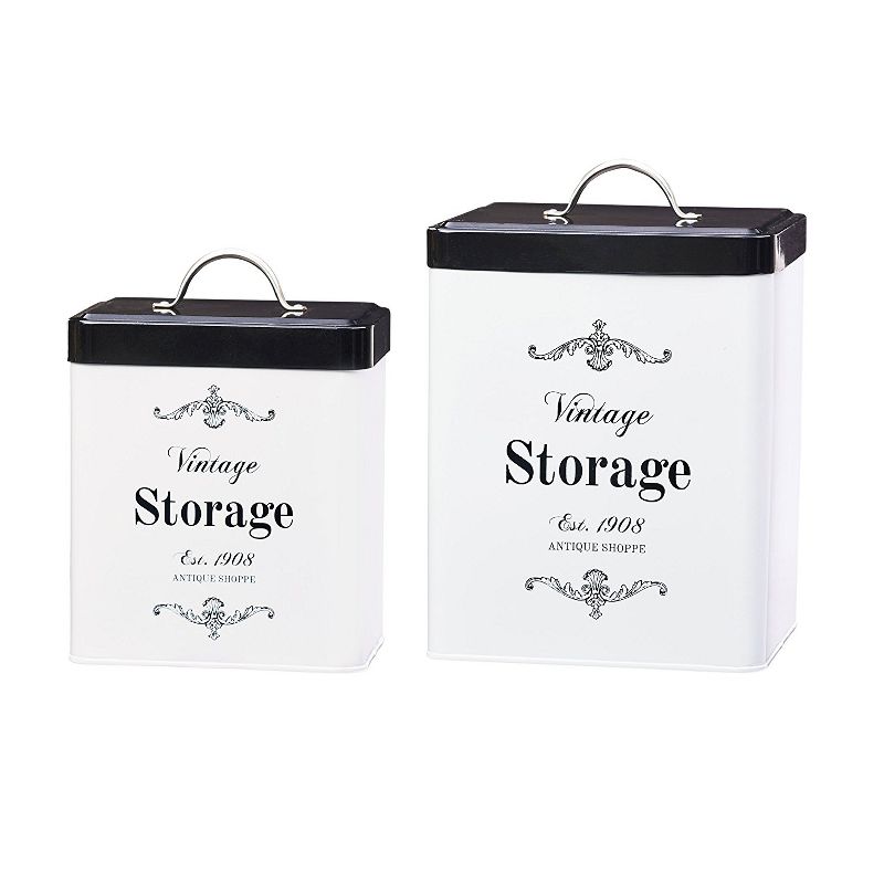 Amici Home Antique Shoppe Vintage Storage Metal Canisters, Food Safe, Push Top Lid, 3 of 5