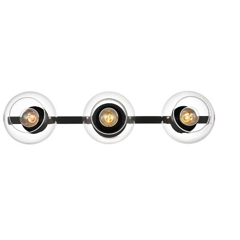 Elegant Lighting Rogelio 3 light Black and Clear Bath Sconce - image 1 of 4