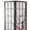 Black Japanese 4-Panel Screen Room Divider, Plum Blossom - 4 of 4