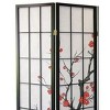 Black Japanese 4-Panel Screen Room Divider, Plum Blossom - image 4 of 4