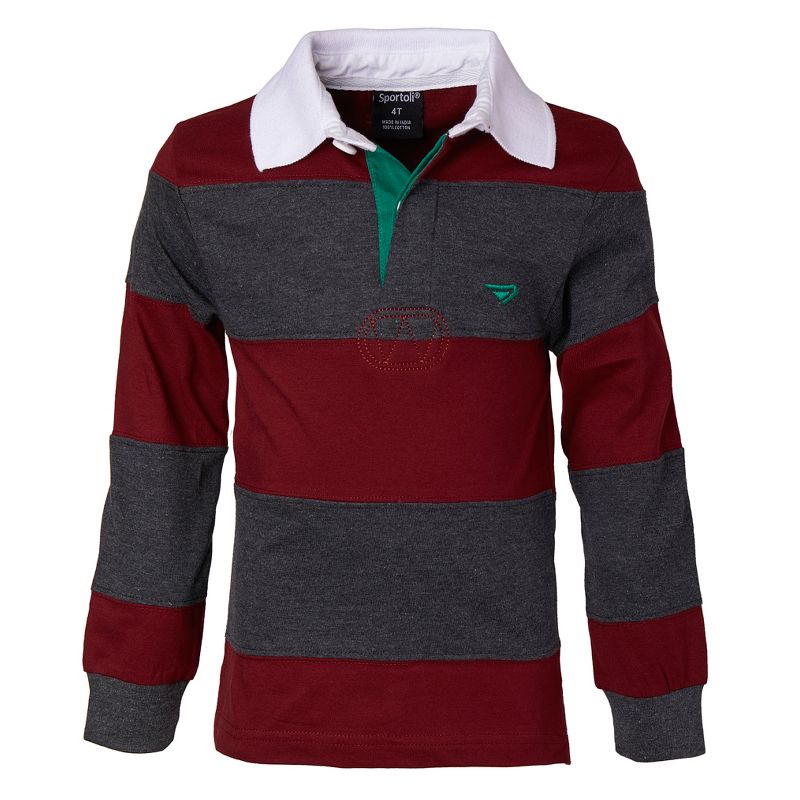 Sportoli Boys Cotton Striped Long Sleeve Polo Rugby Shirt, 1 of 4