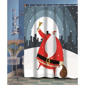Carnation Home Fashions "Santa in the City" Fabric Shower Curtain - Multi 70x72" - 1 of 3