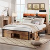 Queen Size Bed Frame with Upholstered Headboard and Charging Station - 2 of 4