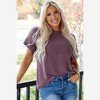 Amaryllis Women’s Ribbed Knit Short Sleeve Top Lightweight Casual Pullover Relaxed Fit Textured - 3 of 4