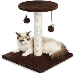 rabbitgoo Cat Scratching Post, 17" Cat Scratcher Sisal Cat Post for Indoor Cats, Kitten Scratch Plush for Climb Play Rest, Brown - 1 of 1