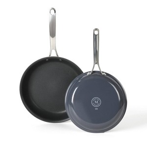 Martha Stewart Lockton 2pc (10" and 12") Frying Pan Set Gray: Aluminum Nonstick Cookware, Smooth Surface & Gas Compatible - 1 of 4