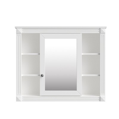 NicBex Bathroom Wall Mount Storage Cabinet Mirror Medicine Cabinet with Single Door & 6 Open Shelves