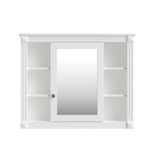 NicBex Bathroom Wall Mount Storage Cabinet Mirror Medicine Cabinet with Single Door & 6 Open Shelves - 1 of 4