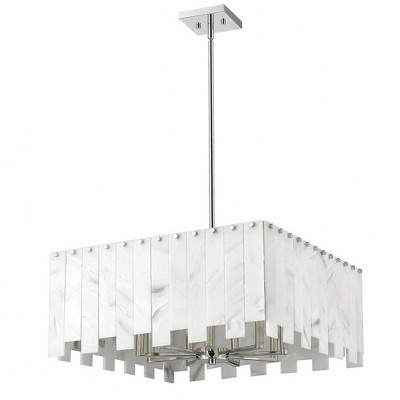 Viviana Art Deco Polished Nickel 8-Light Rectangular Pendant