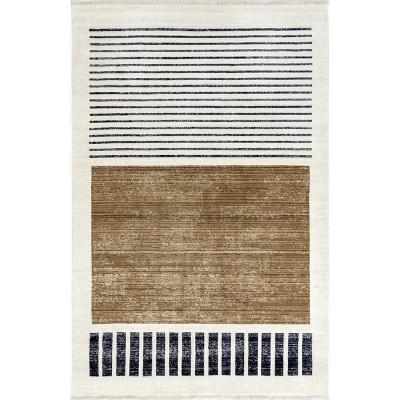 Nuloom Keeva Modern Striped Fringe Area Rug 8x10, Beige : Target