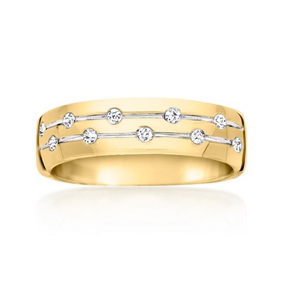 Ross-Simons 0.15 ct. t.w. Diamond Dotted Channel Ring in 18kt Gold Over Sterling Size 7