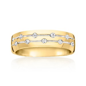 Ross-Simons 0.15 ct. t.w. Diamond Dotted Channel Ring in 18kt Gold Over Sterling Size 7 - 1 of 3