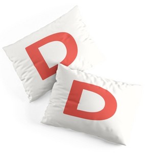 Deny Designs Standard April Lane Art Block Red Monogram D Microfiber Printed Pillow Sham - 1 of 3