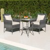 Tangkula 3-Piece Patio Furniture Set PE Wicker Conversation Bistro Set w/ A Tempered Glass Table - 4 of 4