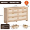 Zstar Dresser for Bedroom, Wooden Storage Cabinet with Rattan Fronts - 2 of 4