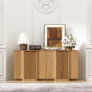 Brafabhome Curved Buffet Cabinet with Storage, Accent Sideboard Credenza with Fluted Door and Adjustable Shelves, Modern Living Room Media Console - 1 of 4