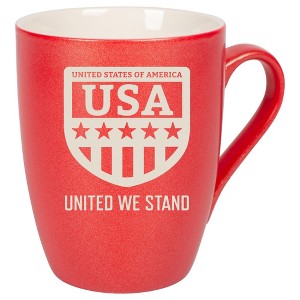 100 North United States of America 10 Ounce Crimson Red Metallic Finish, Comfortably Fits Your Hands, New Bone China Coffee Tea Cup Mug, USA United We - 1 of 1
