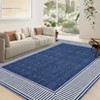 Modern Area Rugs Washable Bordered Floor Carpet, Foldable Contemporary Striped Indoor Mat, Non-Slip Low Pile Accent Rugs for Bedroom, Kitchen, Laundry - 4 of 4