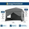 10'x10' Easy Pop Up Canopy Tent With 4 Detachable Window Sidewalls - Waterproof Outdoor Portable Canopy With Carry Bag & Guy Lines - for Outdoor - 4 of 4