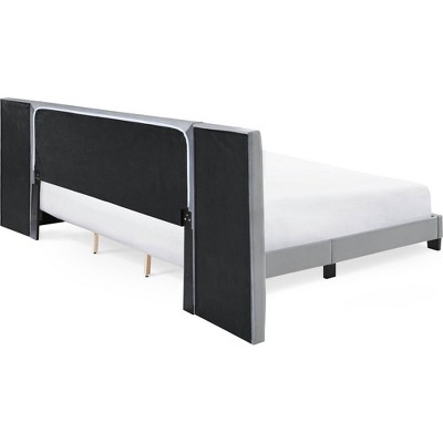 Sophisticated Gray Velvet King Bed with Channel Tufting