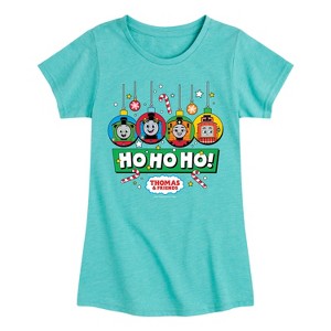 Girls' - Thomas and Friends - Group Ornaments Ho Ho Ho Fitted Short Sleeve Graphic T-Shirt - 1 of 4