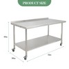 Stainless Steel Food Prep Table,Kitchen Work Table with Adjustable Under Shelf,Utility Table with Hooks for Restaurant,Garage,Hotel and Home - 2 of 4