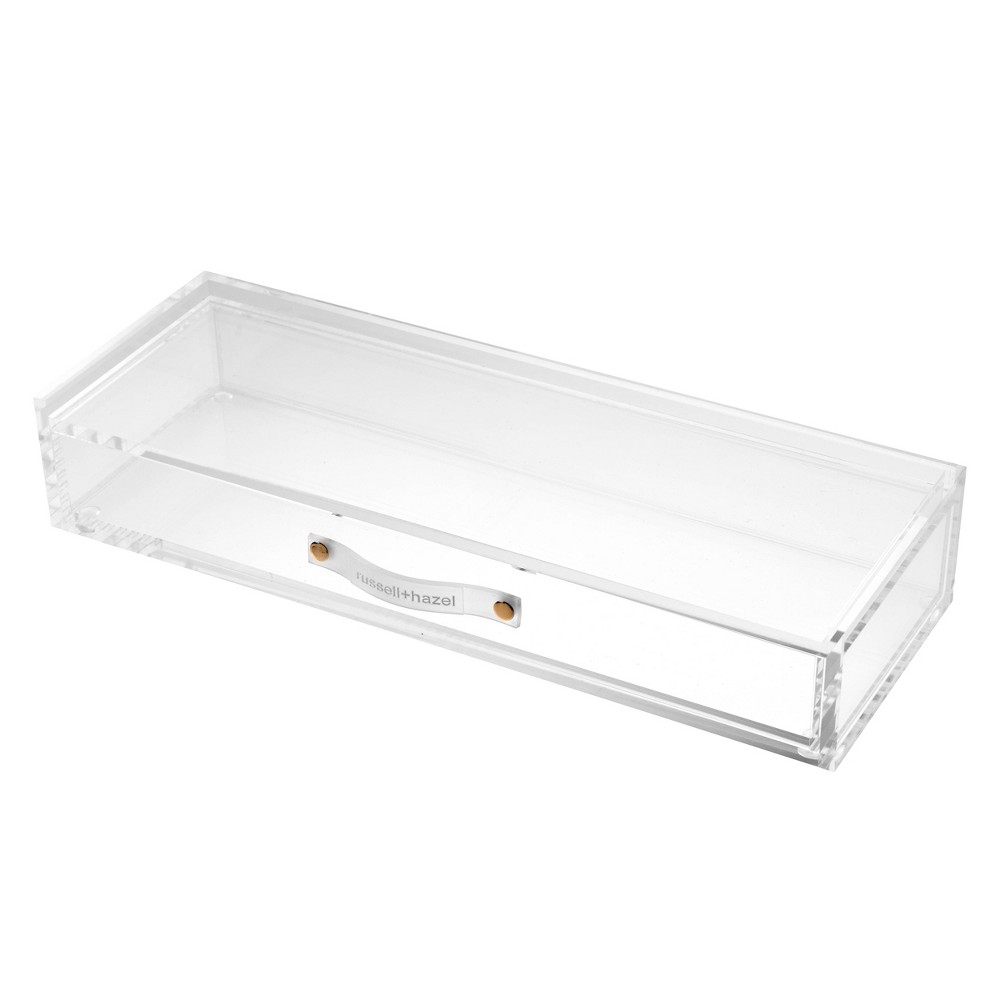russell+hazel Acrylic Bloc Drawer Clear: Desk Organizer, Acrylic Office Supplies Holder, 12.5" x 4.32" x 2.25"