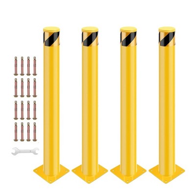 Safety Bollard Post, Steel Bollards Parking Barrier Yellow Powder Coated