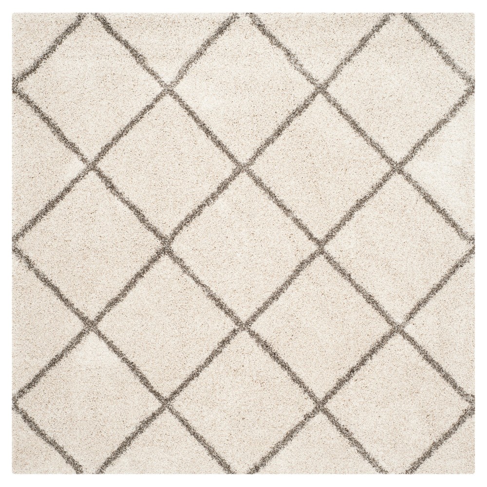 7'x7' Square Corbin Hudson Shag Rug Ivory/Gray Square - Safavieh
