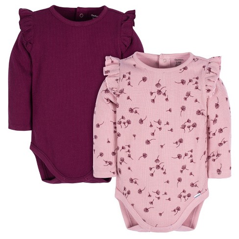 Gerber Baby Girls' Long Sleeve Onesies Bodysuits - Dandelions - 6-9 Months  - 2-pack : Target