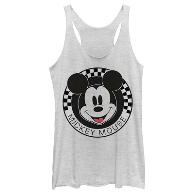 Women's Mickey & Friends Smiling Minnie Mouse Portrait Racerback Tank Top  White Heather X Small