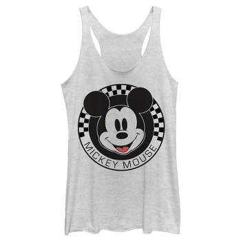 Women's Mickey & Friends Checkered Mickey Mouse Portrait Racerback Tank Top