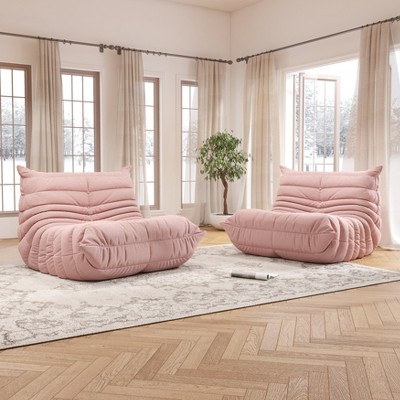 SYFERLORY Soft Beanbag Chair Set of 2，Fireside Bean Bag Lounger Memory Foam Chair For Home, Apartment Or Gaming Venue
