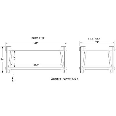 Ryegate Live Edge Natural Acacia Wood and Metal Rectangular Coffee Table