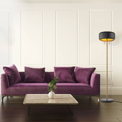 Elegant Dual-Bulb Metallic Dark Gray Floor Lamp with Energy-Saving Design