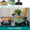 LunaLulinlk 7 Piece Nonstick Aluminum Pots and Pans Cookware Set, Green - 3 of 4