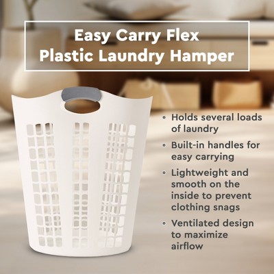 White Stackable Plastic Ventilated Upright Laundry Hamper, 26"