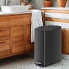 Slim Trash Can, 12.7-Gal (48 L) Garbage Can for Narrow Spaces with Soft-Close Lid, Stainless Steel, 15 Trash Bags Included - 2 of 4