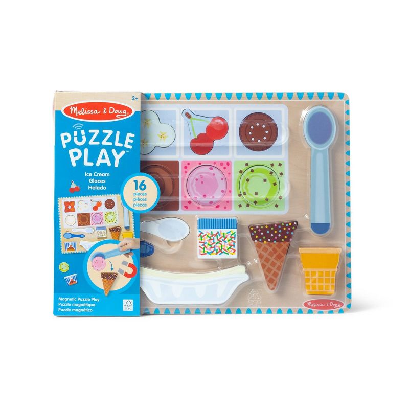 Melissa &#38; Doug Ice Cream Wooden Magnetic Puzzle Play Set, 16pc Magnet with Scooper, 4 of 13
