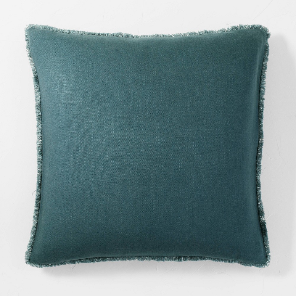 Euro Heavyweight Linen Blend Throw Pillow Dark Teal Blue - Casaluna™