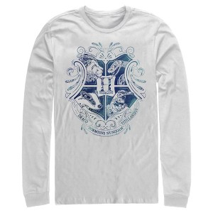 Men's Harry Potter Hogwarts Houses Blue Crest Long Sleeve Shirt - 1 of 4
